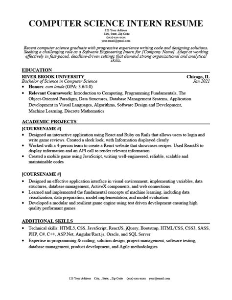 Computer science student resume samples